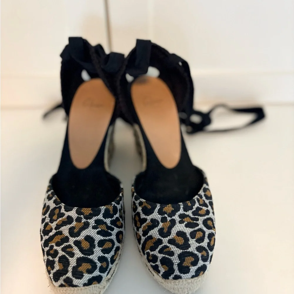 Castaner wedge espadrilles with animal print design, size 36